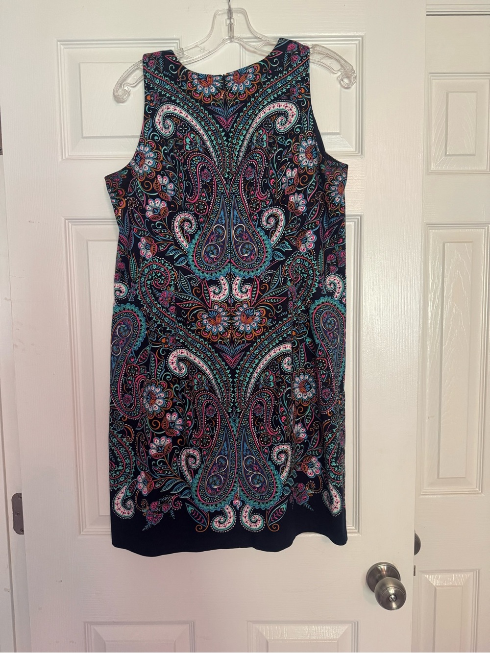 London Times Paisley Midi Shift Dress in Navy & Pink